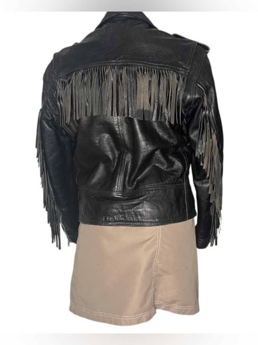 Vintage Western Leather Fringe Biker Jacket Size 42 Fits Size Small - Medium - Picture 2 of 12